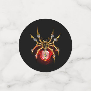 Steampunk spider on black confetti