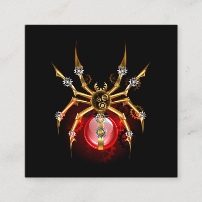 Steampunk spider on black discount card (Front)