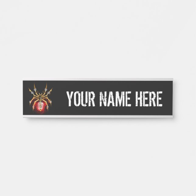 Steampunk spider on black door sign (Front)