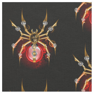 Steampunk spider on black fabric