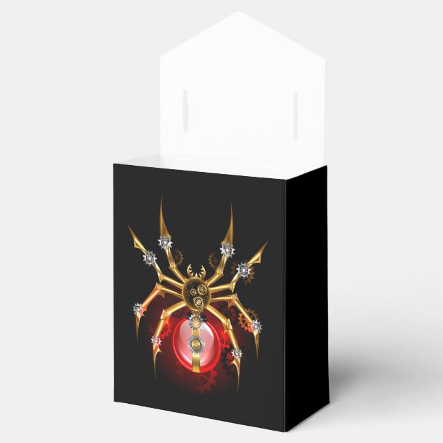 Steampunk spider on black favour box (Opened)