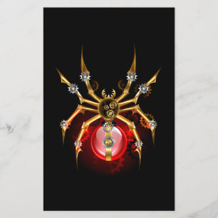 Steampunk spider on black flyer
