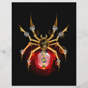 Steampunk spider on black flyer