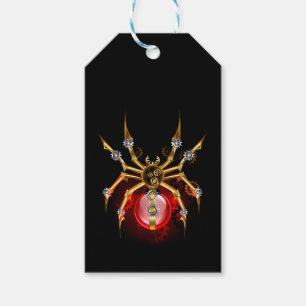 Steampunk spider on black gift tags