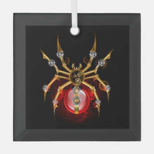 Steampunk spider on black glass tree decoration