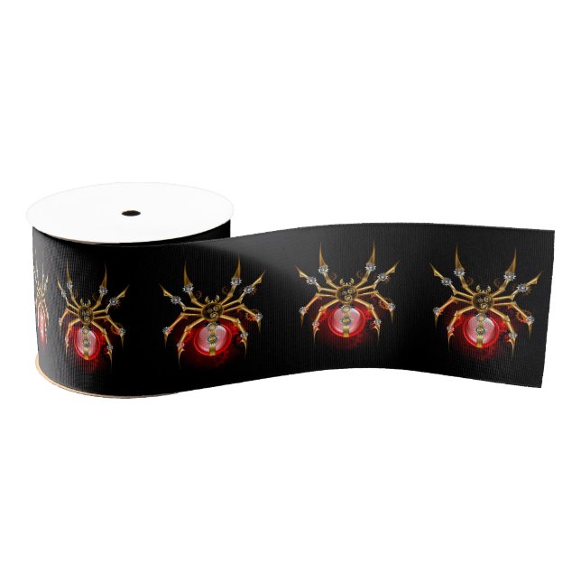 Steampunk spider on black grosgrain ribbon (Spool)