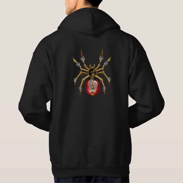 Steampunk spider on black hoodie (Back)