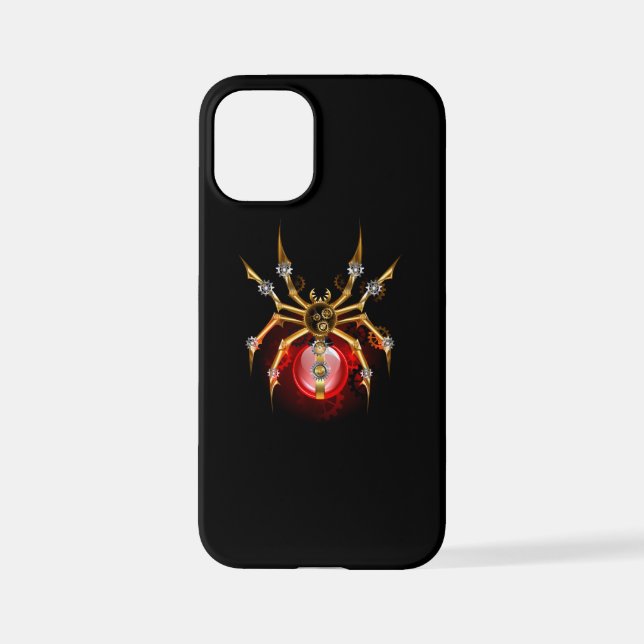Steampunk spider on black iPhone case (Back)