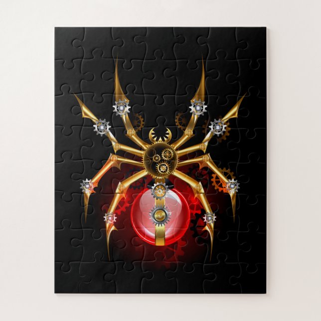 Steampunk spider on black jigsaw puzzle (Vertical)
