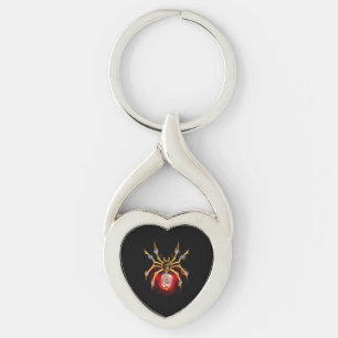 Steampunk spider on black key ring
