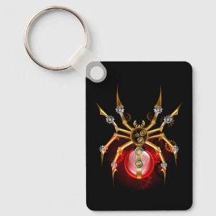 Steampunk spider on black key ring