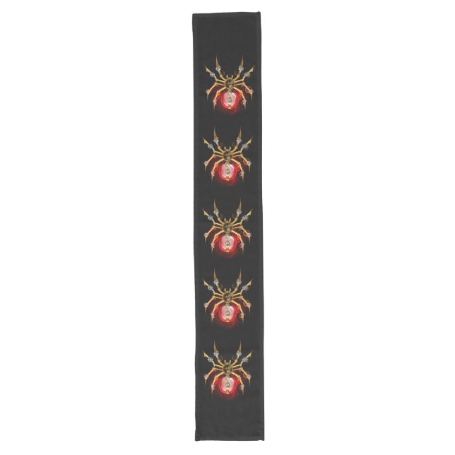 Steampunk spider on black long table runner (Front)