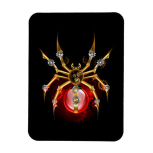 Steampunk spider on black magnet