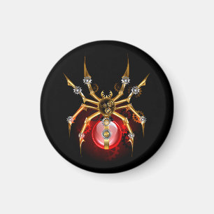 Steampunk spider on black magnet