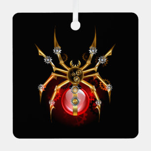 Steampunk spider on black metal tree decoration