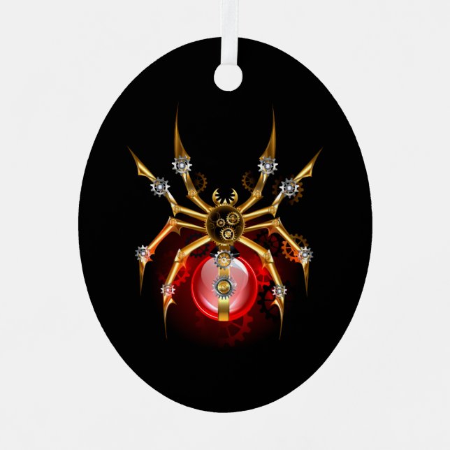 Steampunk spider on black metal tree decoration (Front)