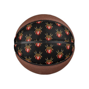 Steampunk spider on black mini basketball
