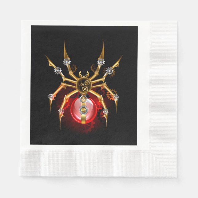 Steampunk spider on black napkin (Front)