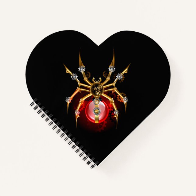Steampunk spider on black notebook (Front)