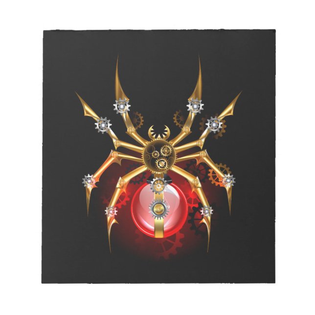 Steampunk spider on black notepad (Front)