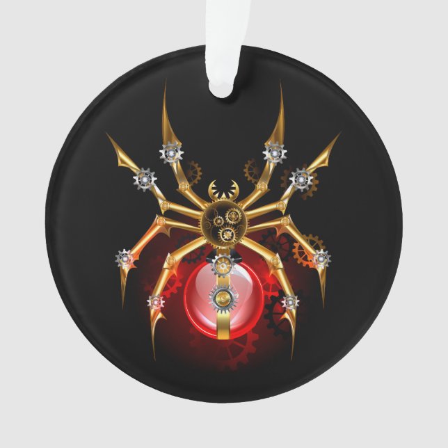 Steampunk spider on black ornament (Front)