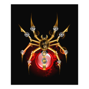 Steampunk spider on black photo print