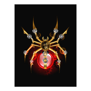 Steampunk spider on black photo print
