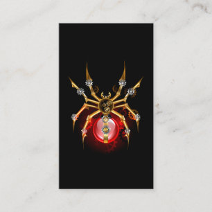 Steampunk spider on black place card