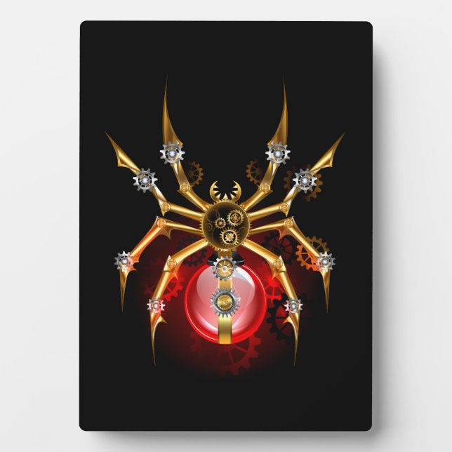 Steampunk spider on black plaque (Front)