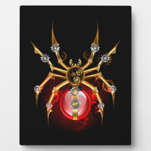 Steampunk spider on black plaque