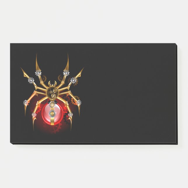 Steampunk spider on black post-it notes (Front)