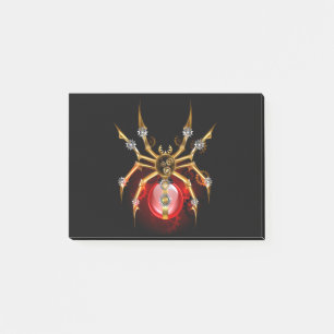 Steampunk spider on black post-it notes