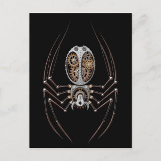Steampunk Spider on Black Postcard