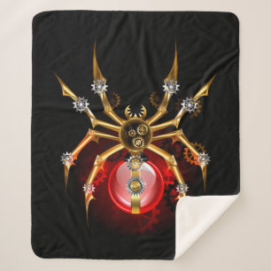 Steampunk spider on black sherpa blanket