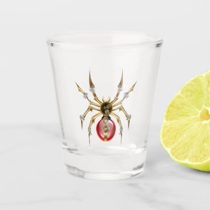 Steampunk spider on black shot glass