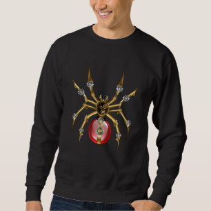 Steampunk spider on black sweatshirt