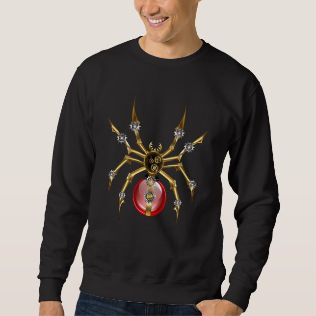 Steampunk spider on black sweatshirt (Front)
