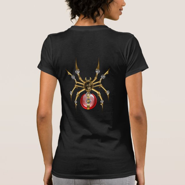 Steampunk spider on black T-Shirt (Back)