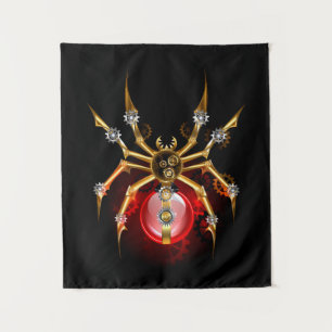 Steampunk spider on black tapestry