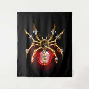Steampunk spider on black tapestry