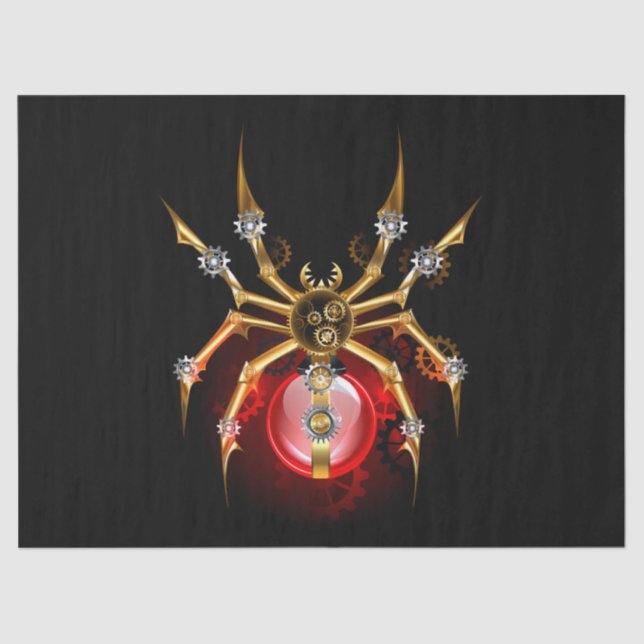 Steampunk spider on black tissue paper (Front)