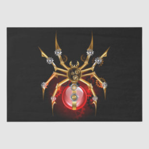Steampunk spider on black tissue paper