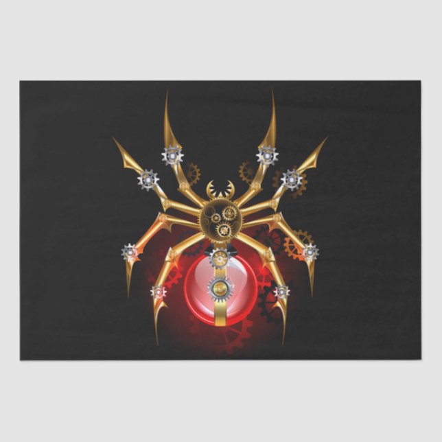 Steampunk spider on black tissue paper (Front)