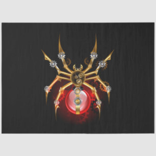 Steampunk spider on black tissue paper