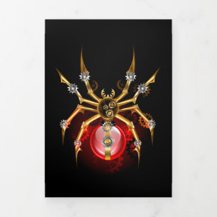 Steampunk spider on black Tri-Fold programme