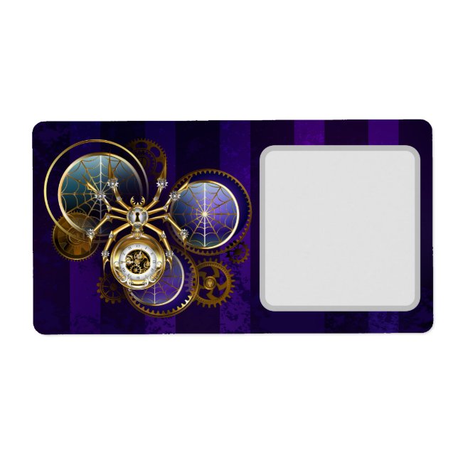 Steampunk Spider on Purple Background (Front)
