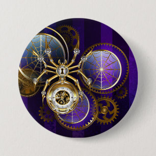 Steampunk Spider on Purple Background 7.5 Cm Round Badge
