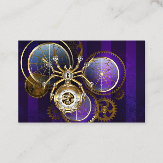 Steampunk Spider on Purple Background Appointment Card (Front)