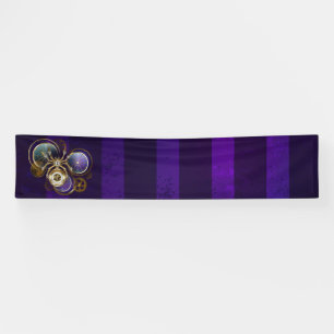 Steampunk Spider on Purple Background Banner