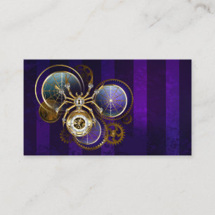 Steampunk Spider on Purple Background Business Card